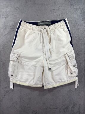 Abercrombie Tugger White Cargo Shorts with Navy Stripes, Size XL